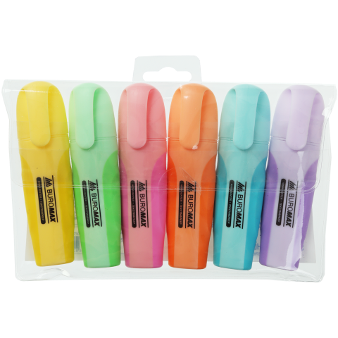 Набір BUROMAX PASTEL із 6-х текстових-маркерів (BM.8905-96), різнокольорові